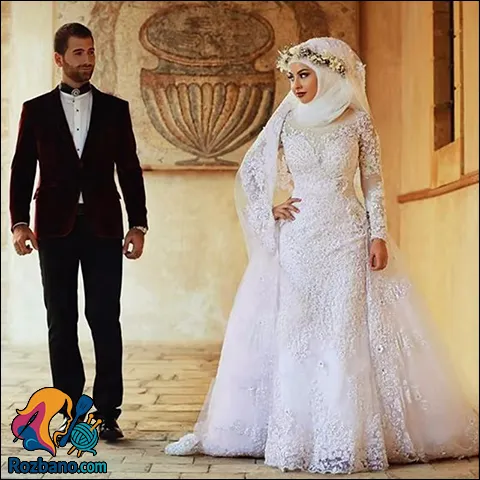 مدل لباس عروس با حجاب شيک و پوشيده عربي