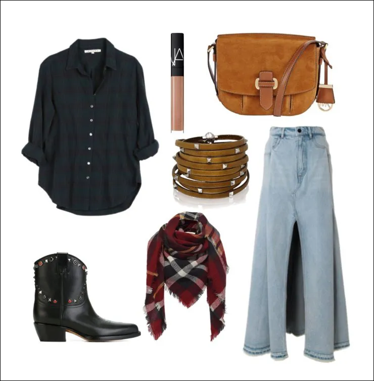 ایده شیک برای ست لباس با دامن جین بلند