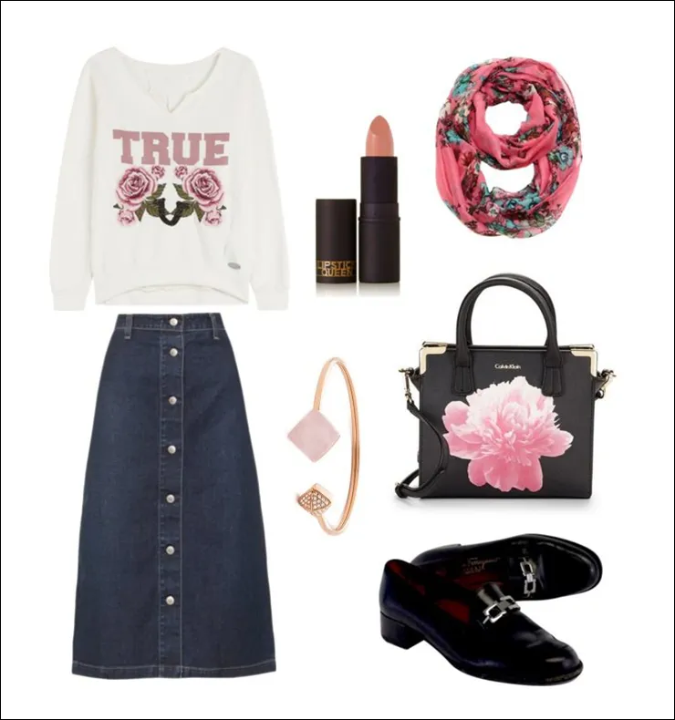 ست لباس با دامن جین برای تیپ روزمره و شیک دخترانه