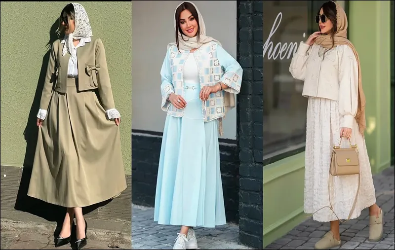 انواع مدل مانتو جدید - مدل مانتو کتی کوتاه با دامن