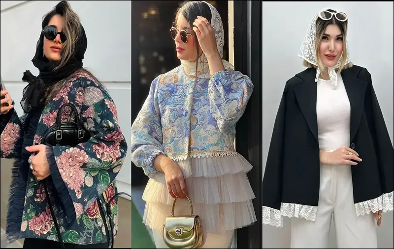 انواع مدل مانتو جدید - مدل مانتو کتی با آستین گیپور و توری