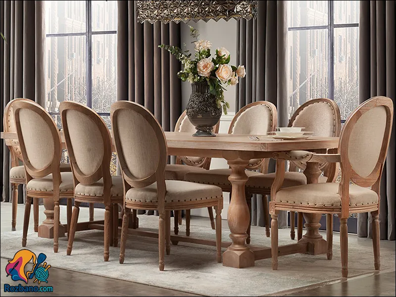 مدل میز و صندلی ناهار خوری چوبی 8 نفره