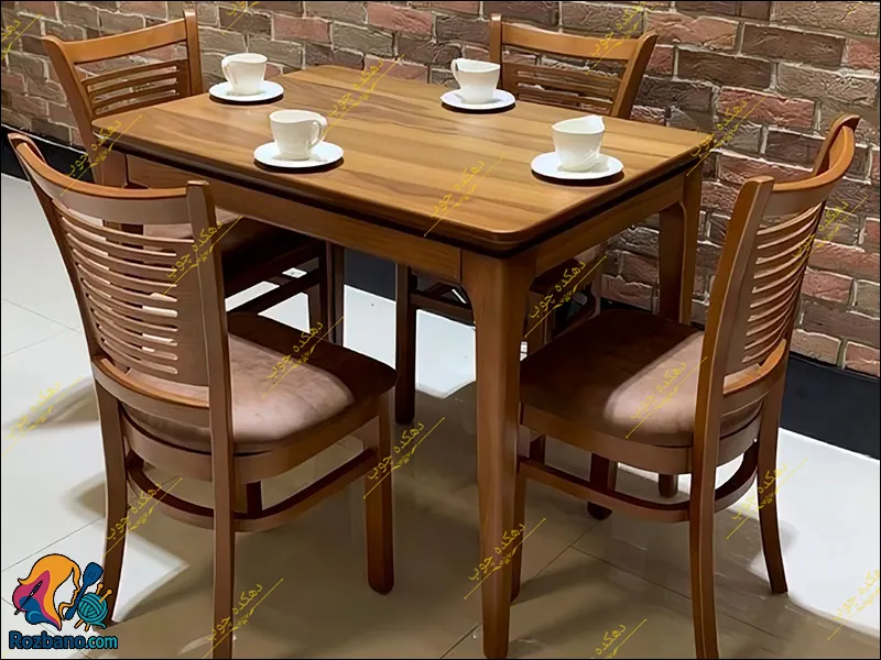 مدل میز و صندلی ناهار خوری چوبی و شیشه ای