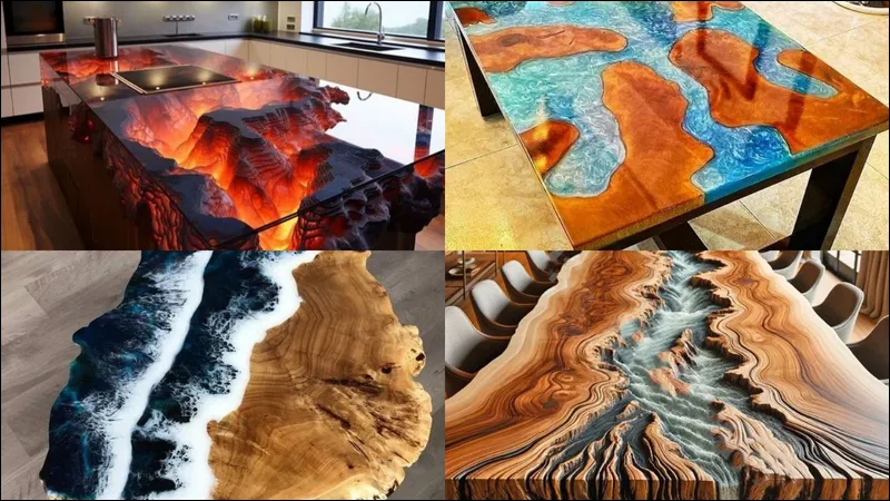 مدل میز و صندلی ناهار خوری چوب و رزین