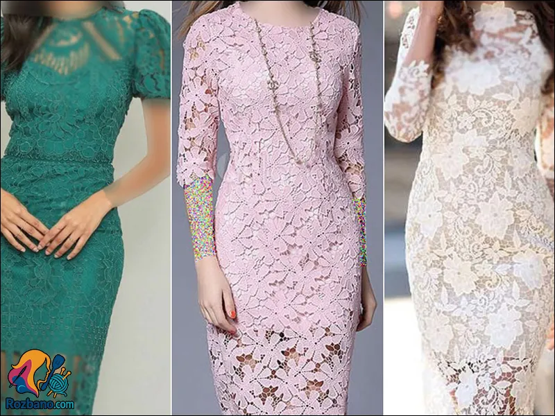 لباس مجلسی مناسب بهار و تابستان زنانه - پیراهن گیپور