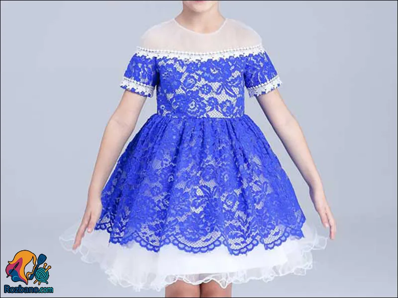 پیراهن بچه گانه آستین کوتاه گیپور دخترانه