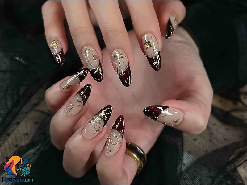 طراحی ناخن صور فلکی و کهکشانی درخشان