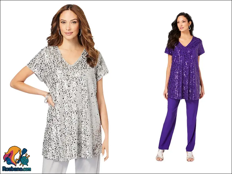 مدل های جدید تونیک زنانه - تونیک زنانه پولک دار و زرق و برق برای مهمانی شب