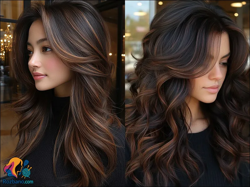 هایلات های پرطرفدار برای موی مشکی - هایلات کاراملی روی موی مشکی