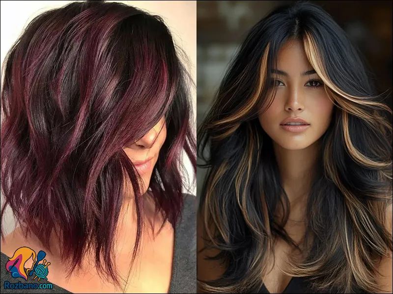 هایلات های پرطرفدار برای موی مشکی - هایلات مسی یا شرابی روی موی مشکی