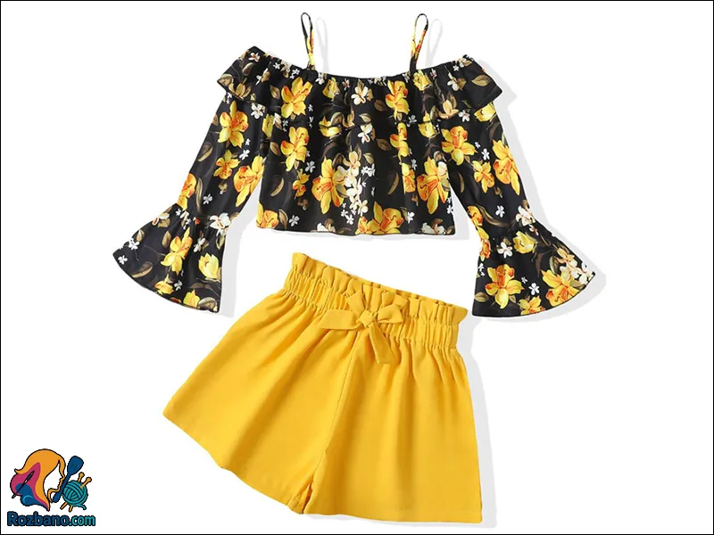 ست نیم تنه و شلوارک تابستانی زنانه برای مهمانی