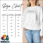 جدول سایزبندی مانتو بانوان - sizing table sweatshirts for women sh