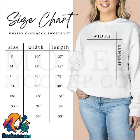 جدول سایزبندی مانتو بانوان - sizing table sweatshirts for women sh