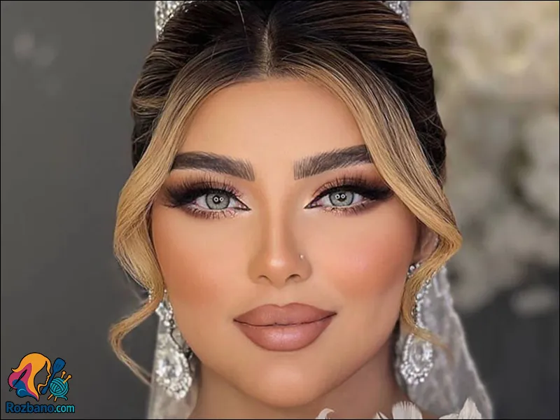 مدل میکاپ جدید عروس با شینیون ساده و شیک
