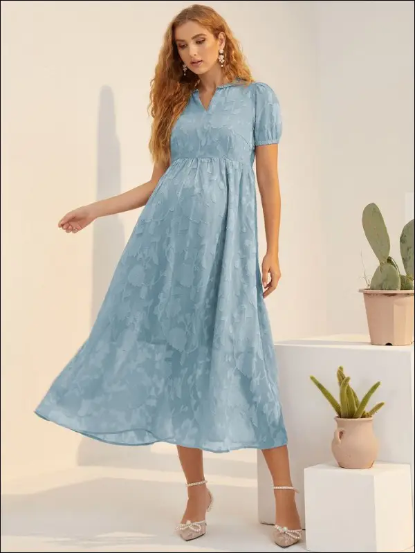 مدل لباس بارداری بلند - لباس بارداری رنگ روشن بلند