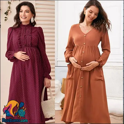 مدل لباس بارداری بلند شیک و زیبا برای استایل خاص