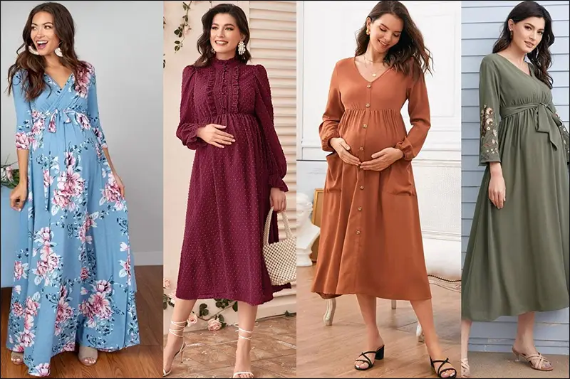 مدل لباس بارداری بلند شیک و زیبا برای استایل خاص