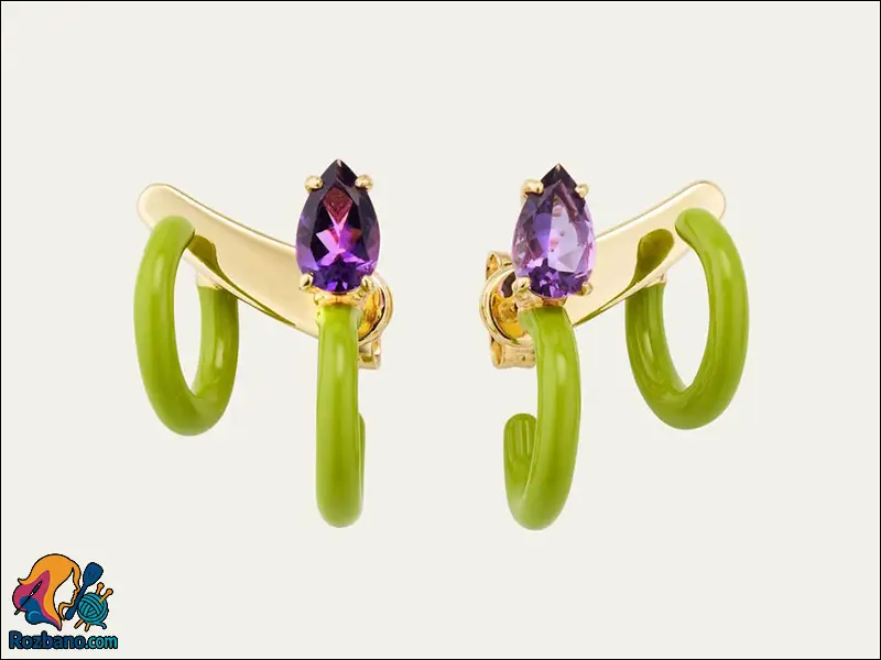 گوشواره حلقه دوتایی از بئا بونجاسکا (Bea Bongiasca Double Loop 9K Gold and Enamel Earrings)