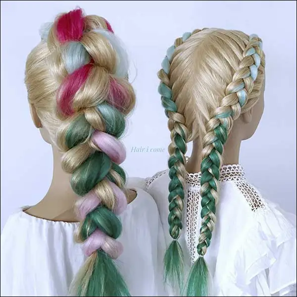 مدل بافت مو فرانسوی چند رنگ با کاموا