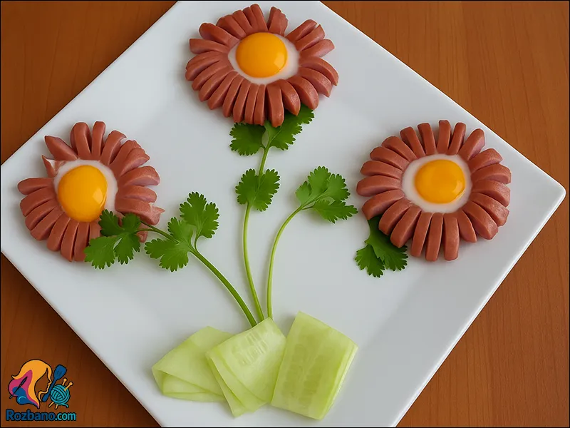 طرز تهیه املت به شکل آفتابگردان مخصوص صبحانه کودک