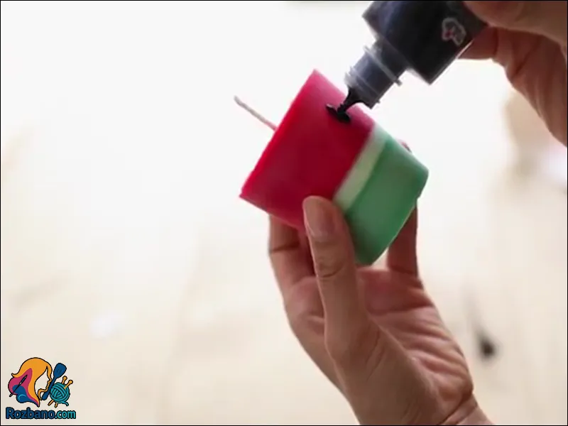 عکس شمع هندوانه ای کوچک رنگی و خوشبو
