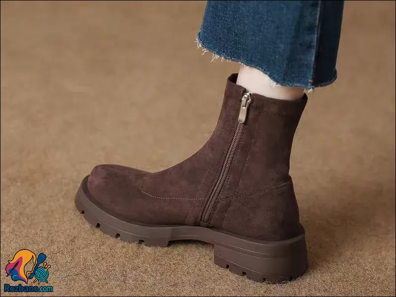 مدل نیم بوت زنانه جدید - نیم بوت زنانه جیر قهوه ای ترند