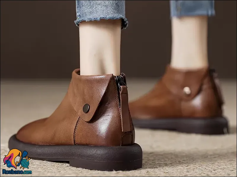 مدل نیم بوت زنانه جدید - نیم بوت زنانه چرم قهوه ای اورجینال