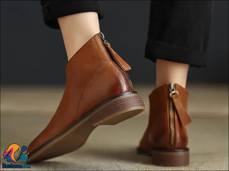 مدل نیم بوت زنانه جدید - نیم بوت زنانه قهوه ای زیپ دار