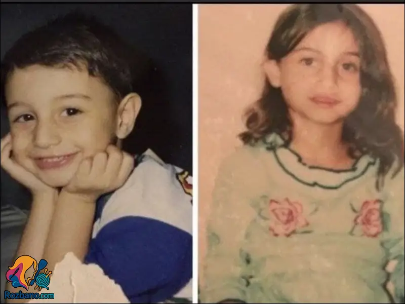 بیوگرافی مریم کاویانی - عکس کودکی مریم کاویانی در کنار عکس کودکی پسرش