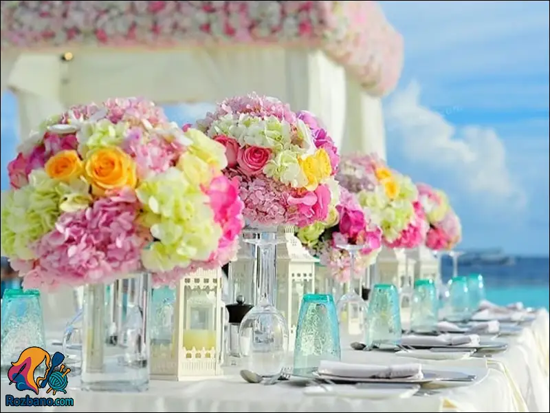 گل آرایی میز در جشن عروسی ارزان و زیبا