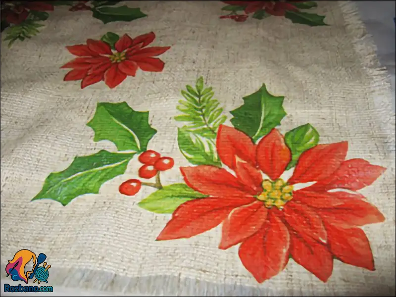راهنمای تصویری دکوپاژ روی گونی با دستمال کاغذی