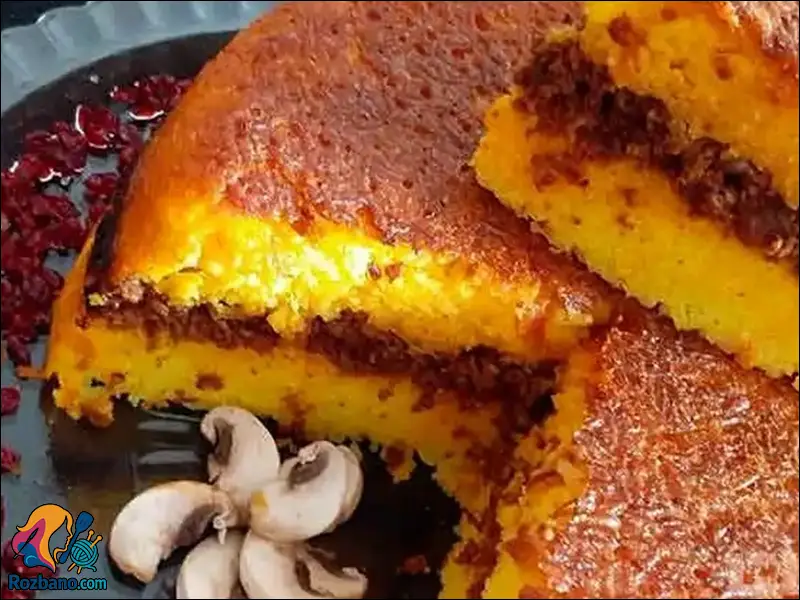 ته چین گوشت مجلسی؛ آموزش مرحله به مرحله با فر و قابلمه
