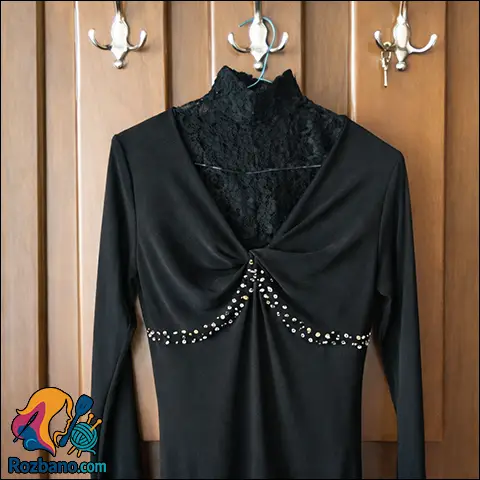 دوخت یقه گره ای پیچ به همراه الگو در پارچه کشی