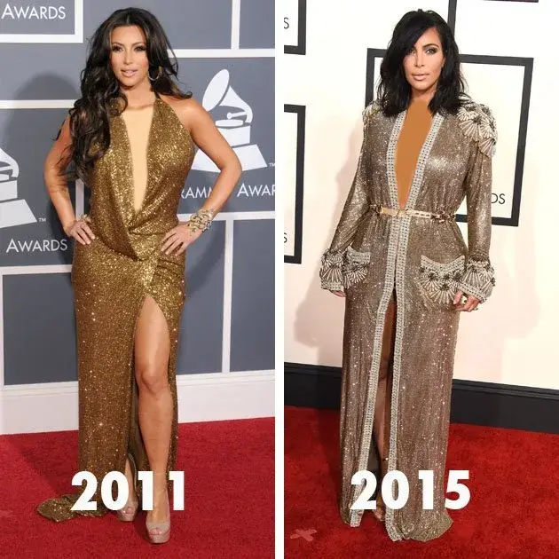 استایل کیم کارداشیان گرمی ۲۰۱۱ و ۲۰۱۵