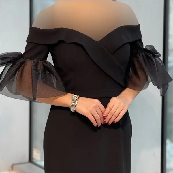 مدل لباس شب مشکی - لباس شب مشکی یقه قایقی