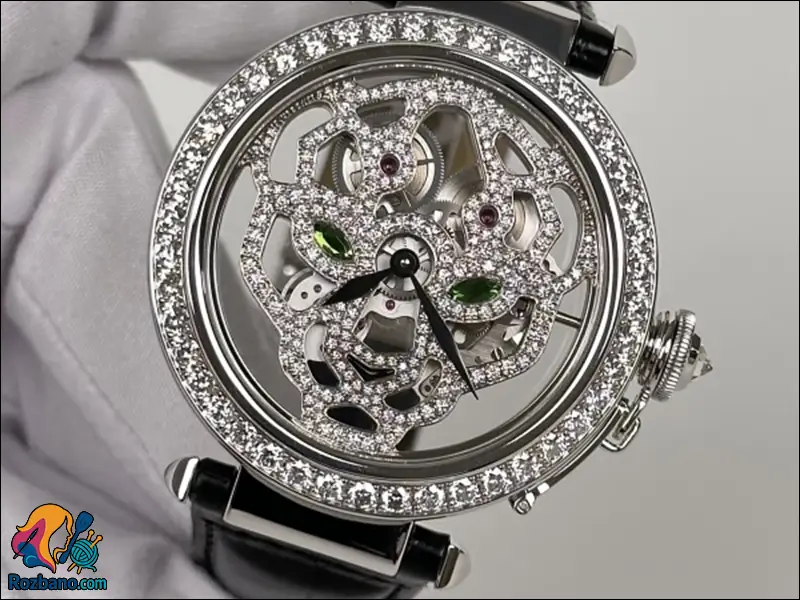 مدل ساعت مچی خاص -  ساعت مچی «اسکلت پلنگ» از جنس طلای سفید و الماس از کارتیه (Cartier)