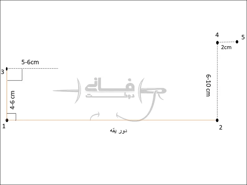 مراحل رسم الگو یقه شکاری روی کاغذ الگو خیاطی