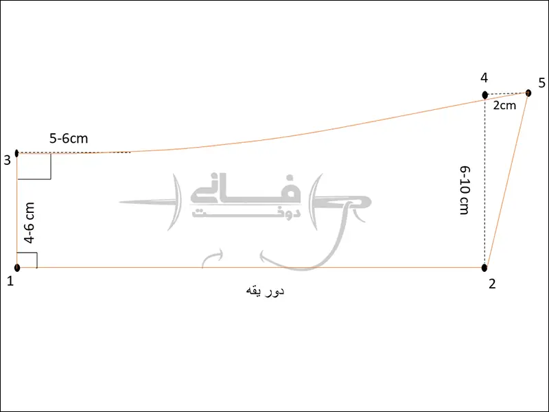مراحل رسم الگو یقه شکاری روی کاغذ الگو خیاطی