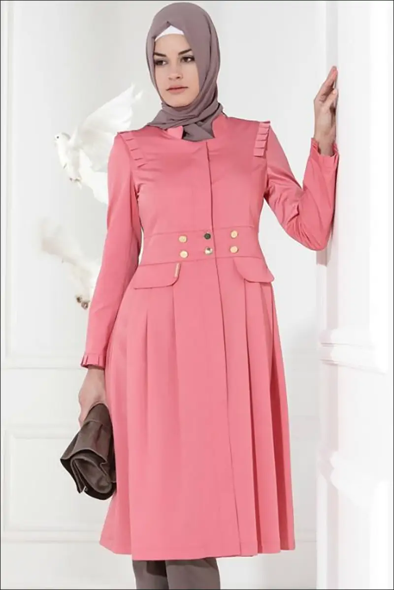 دوخت مانتو يقه ايستاده با دامن پيله دار مرحله به مرحله