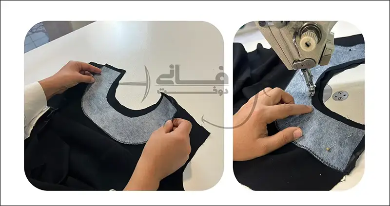 برش سجاف جلو و پشت برای یقه گرد جلوبسته