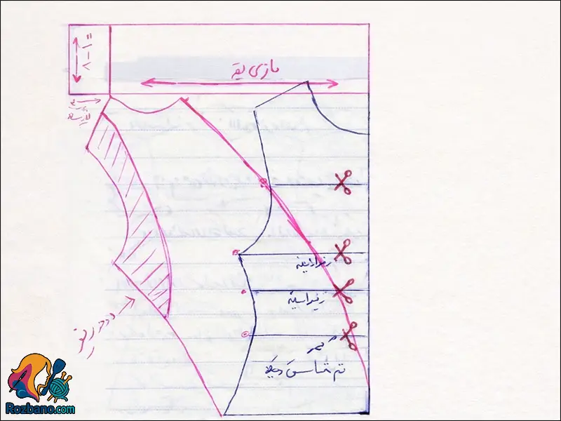 الگوی دوخت لباس با یقه شل جدا زنانه شیک