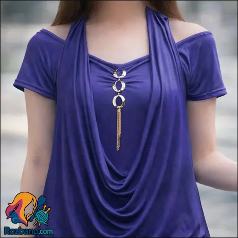 آموزش خیاطی لباس مجلسی با یقه شل جدا