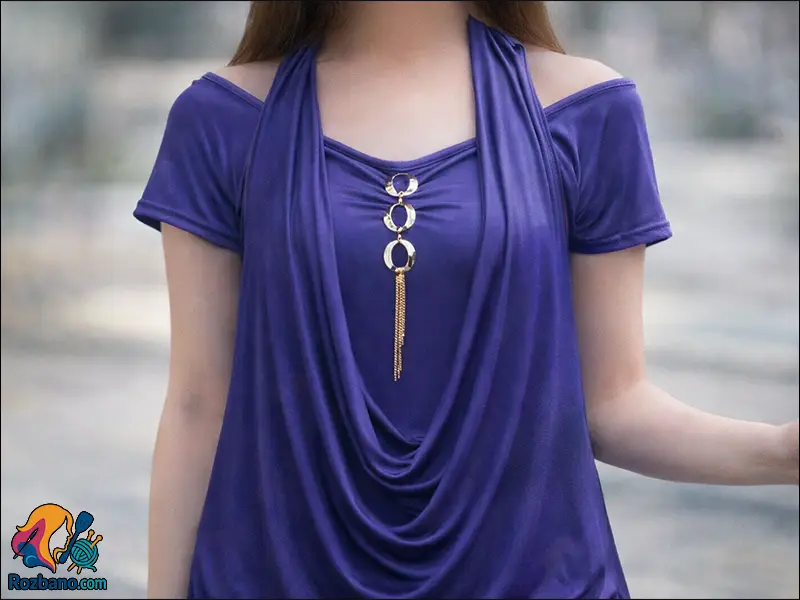 مراحل دوخت لباس با یقه شل جدا زنانه