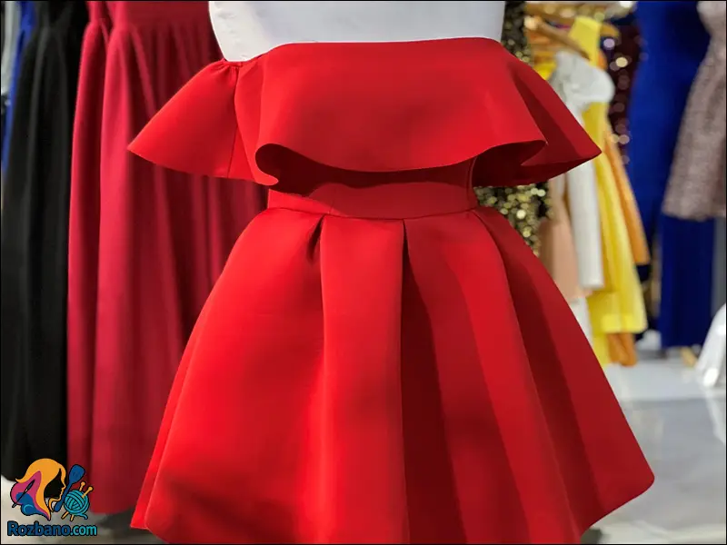 مدل لباس مجلسي کوتاه دخترانه ترند - لباس مجلسی کوتاه ساندویچی یقه دلبری