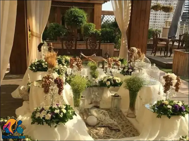مدل تزیین سفره عقد لاکچری و ارتفاع دار