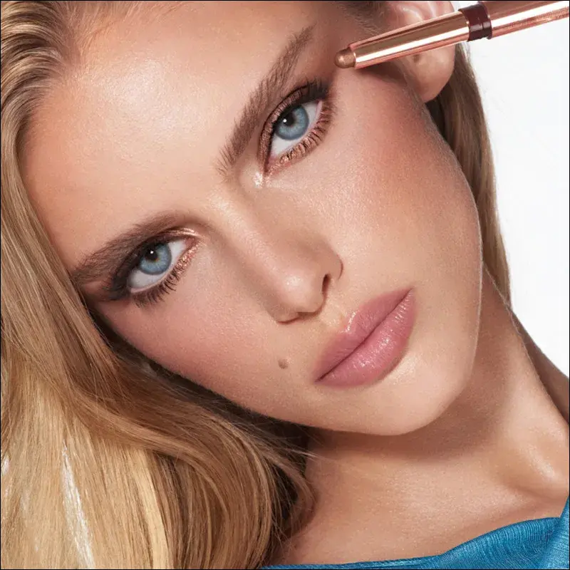 ترکیب سایه چشم - قهوه ای مینکی + طلایی کهربایی متالیک