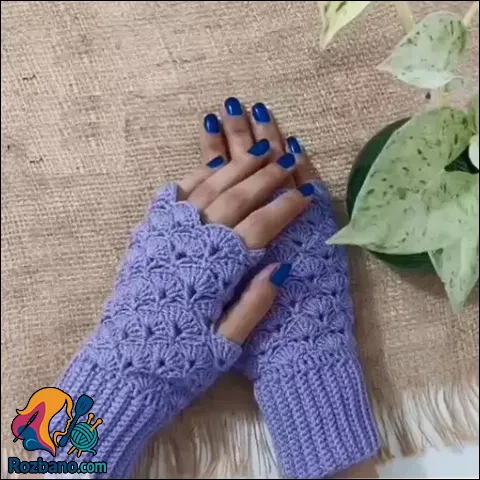آموزش بافت دستکش تک انگشتی با دو میل برای زمستان