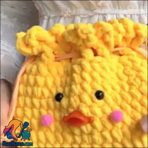 بافت کیف مخملی جوجه با قلاب برای هدیه و فروش