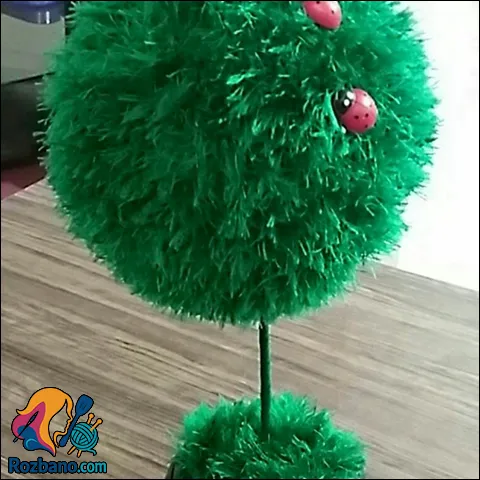 آموزش تصویری بافت سبزه عید با نخ و کاموا
