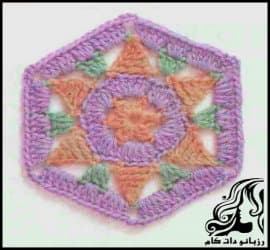 بافتنی و آموزش بافت موتیف شش ضلعی زیبا - Beautiful20hexagonal20motif20texture 02